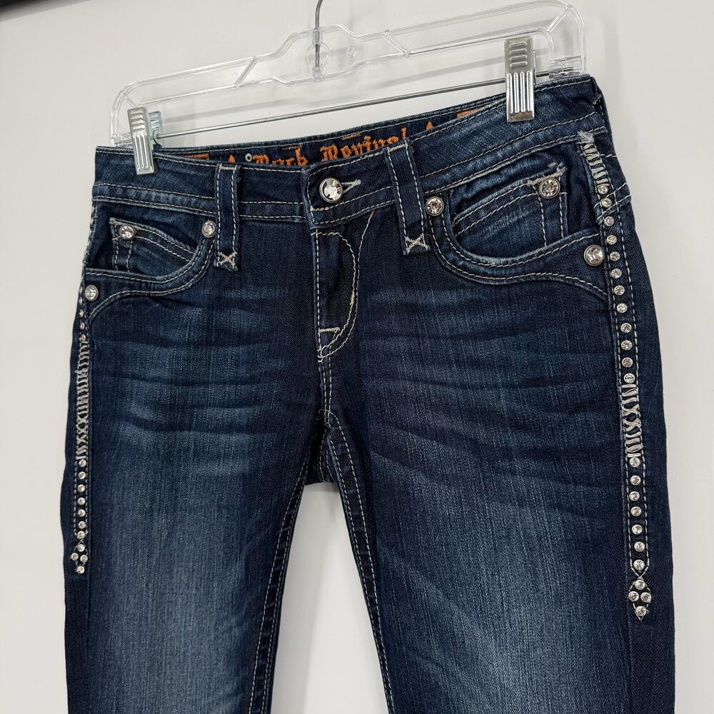 VTG y2k Women's Low Rise Rock Revival Johanna Dark Wash Denim Skinny Jeans Sz 27 - Picture 3 of 9